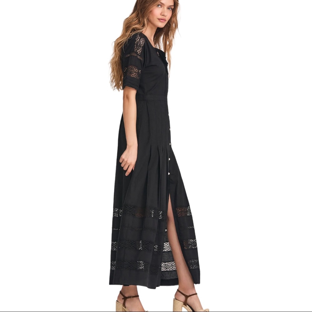 LoveShackFancy Edie Lace Short Sleeve Midi Shirt Dress - Picture 6 of 14